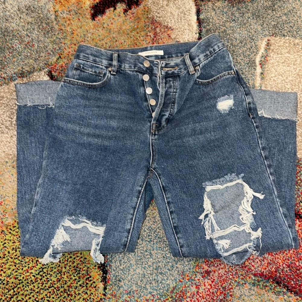PacSun Women's Distressed Boyfriend Jeans - Dark Blue Wash